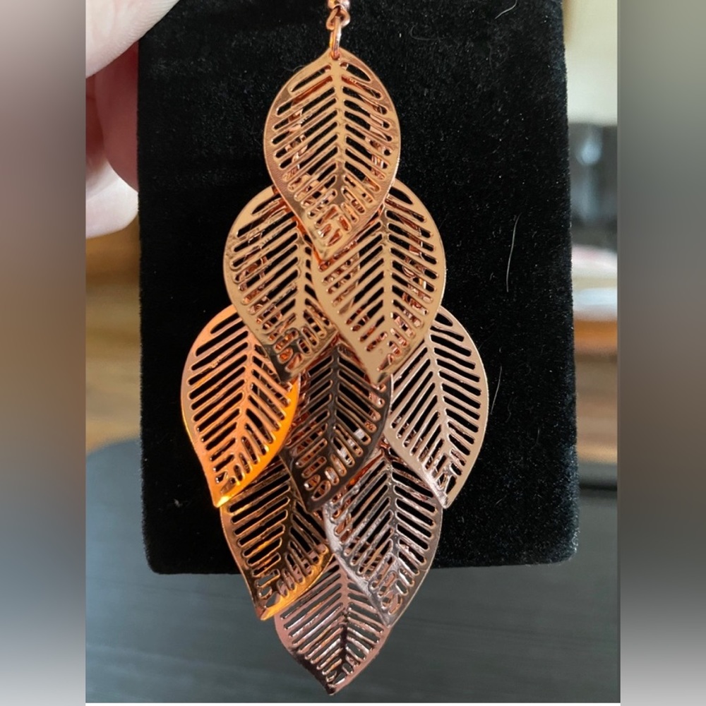 Copper leaf earrings